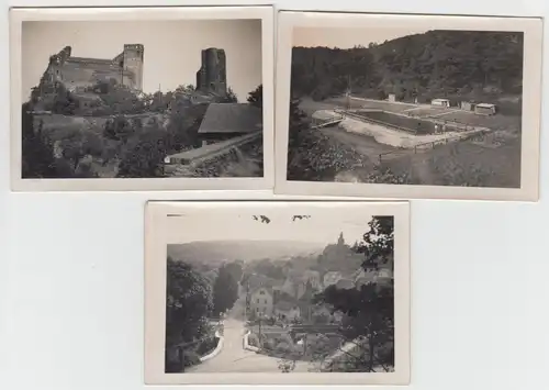 (F9723) 3x Orig. Foto Michelbach Aarbergen, Ortsansicxht, Schwimmbad, Burg Hohen