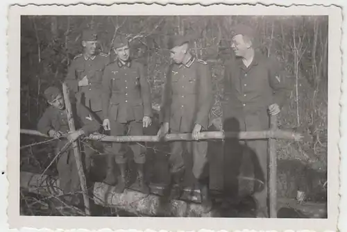 (F968) Orig. Foto Wehrmacht-Soldaten auf Waldbrücke, 1940er