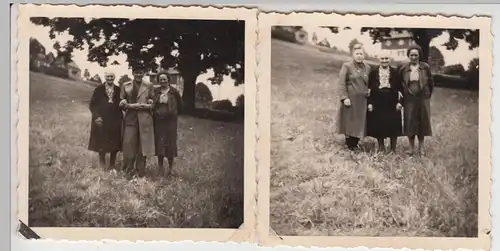 (F9618) 2x Orig. Foto Personen auf einer Wiese, 1956, Zschornewitz?