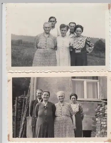 (F9601) 2x Orig. Foto Personen im Garten, 1958