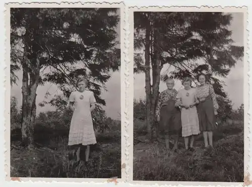 (F9595) 2x Orig. Foto Frauen an einem Baum 1952