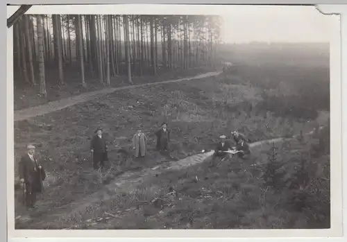 (F9448) Orig. Foto Wanderer am Waldrand zwischen Annaberg u. Vejprty, 1929