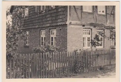 (F9360) Orig. Foto Haus in Niedersachsen, Fachwerk mit Klinker, 1930er