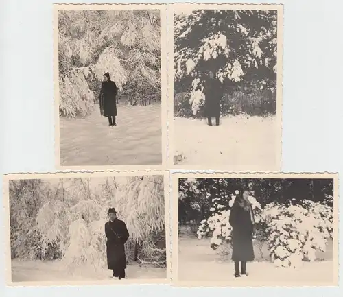 (F9346) 4x Orig. Foto Personen im Winterwald 1930er
