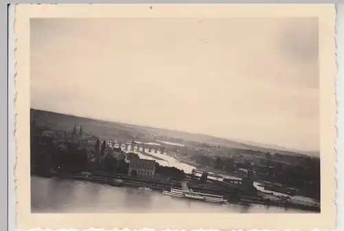 (F9244) Orig. Foto Koblenz, Blick von Ehrenbreitstein auf Deutsches Eck 1936