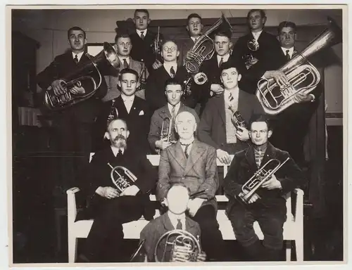 (F9176) Orig. Foto Posaunenchor Meine in der Schule 1935