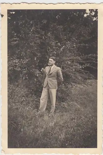 (F9080) Orig. Foto Ulm Wiblingen, junger Mann im Freien, 1937