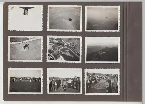 (F8984) Ballonfahrt ab Bitterfeld, Luftbilder, Landung, Orig. Fotoalbum-Seite m