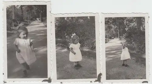 (F8858) 3x Orig. Foto Erfurt, Spaziergang mit Kind Rosemarie, 1935