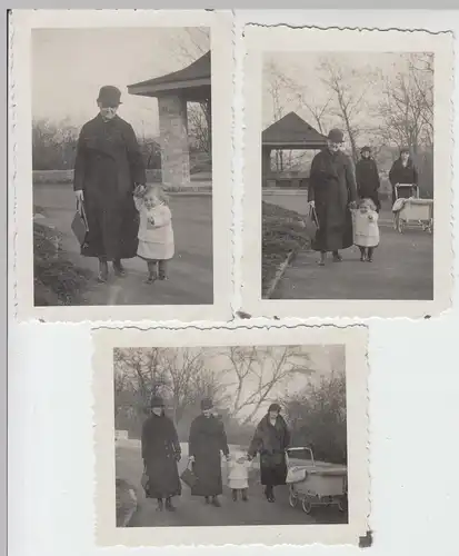 (F8840) 3x Orig. Foto Erfurt Cyriaksburg, Spaziergang mit Kind Rosemarie 1935