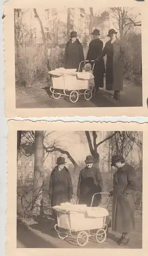 (F8834) 2x Orig. Foto Erfurt Luisenpark, Familie m. Kleinkind Rosemarie, Winter