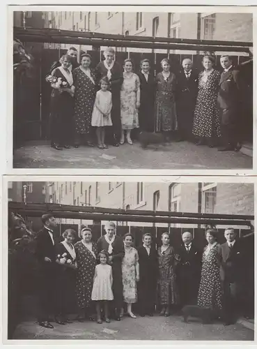 (F8721) 2x Orig. Foto Gruppenbild im Hinterhof, 1930er