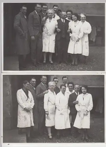 (F8699) 2x Orig. Foto Plauen i.V., Gruppenbild Arbeiter, Belegschaft 1931