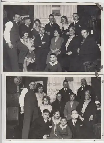 (F8673) 2x Orig. Foto Personen, Gruppenfoto in der Stube, 1930er