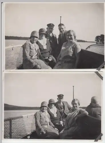 (F8658) 2x Orig. Foto Personen auf dem See, Schiff-Fahrt 1930er