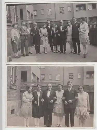 (F8629) 2x Orig. Foto Personen auf dem Hinterhof, 1930er