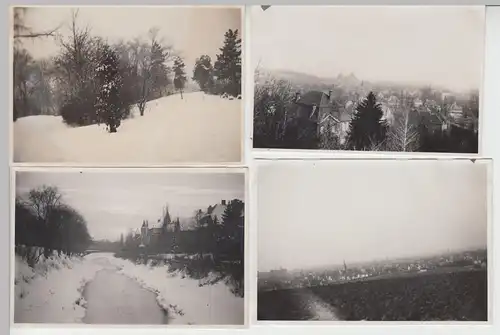 (F8602) 4x Orig. Foto Erfurt, Panorama, Teilansicht, Wintermotive, 1930er