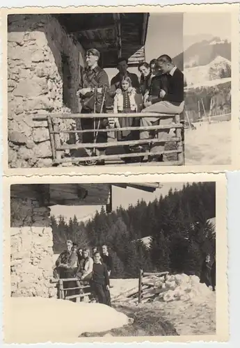 (N370) 3x Orig. Foto, Ausflug in Almhütte, mit jungen Mädels, 1940er