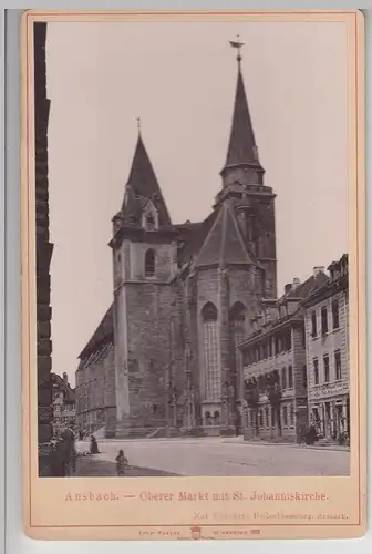 (F8544) Orig. Foto Ansbach, Oberer Markt m. St. Johanniskirche, Foto auf Pappe