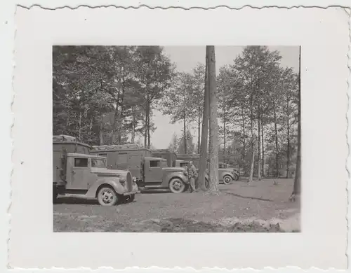 (F8437) Orig. Foto LKWs im Wald, 1930/40er