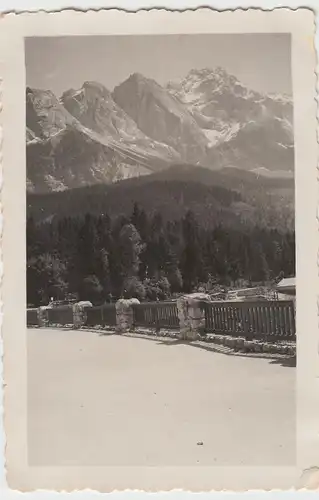 (F8380) Orig. Foto Eibsee, Partie m. Riffelwandspitze u. Zugspitze 1935