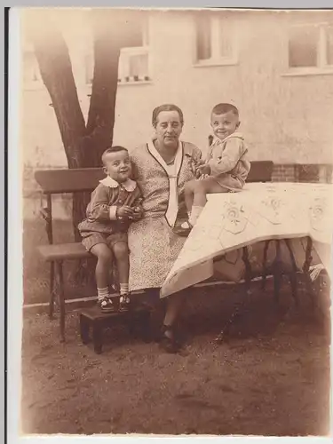 (F8265) Orig. Foto Berlin Friedrichshagen, Dame m. Kinder Friedelieb u. Hans v.d