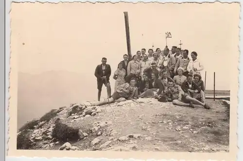 (F8152) Orig. Foto Wendelstein, Wandergruppe auf dem Gipfel, 1935