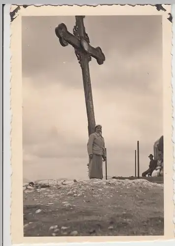 (F8146) Orig. Foto Wendelstein, Frau am Gipfelkreuz, 1935