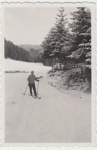 (F8134) Orig. Foto Skifahrer in Schneiderberg (Lohberg), 1935
