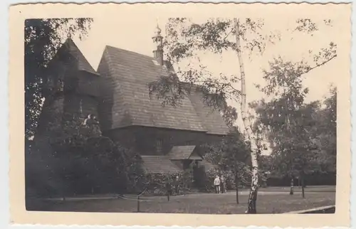 (F8007) Orig. Foto Beuthen a. Oder, Bytom Odrzanski, Holzkirche im Park, um 1936