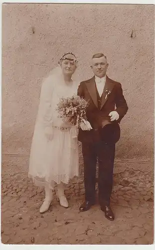 (F7903) Orig. Foto Hochzeitspaar, 1920er