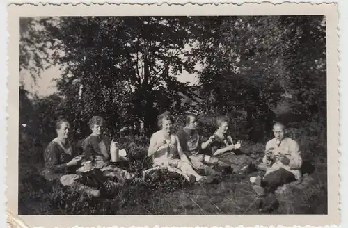 (F7827) Orig. Foto Sächsische Schweiz 1932, Wanderung, Rast