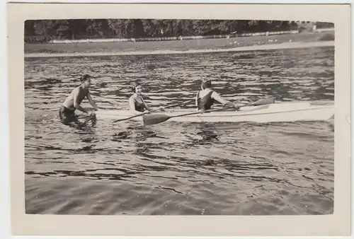 (F7823) Orig. Foto Bad Schandau 1932, Ruderpartie auf der Elbe