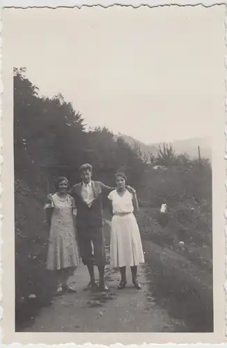(F7814) Orig. Foto Sächsische Schweiz 1932, junge Damen und Hans