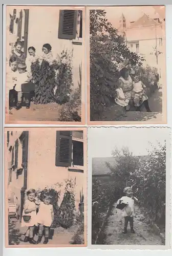 (F7706) 4x Orig. Foto Kinder im Garten eines Hauses 1932