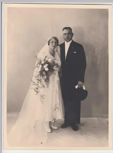 (F7647) Orig. Foto Hochzeit, Hochzeitspaar, Stuttgart 1932