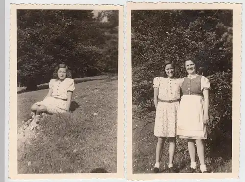 (F7599) 2x Orig. Foto junge Frauen im Freien, Sommer 1944