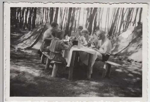 (F7496) Orig. Foto Picknick im Wald, Zelte 1930er