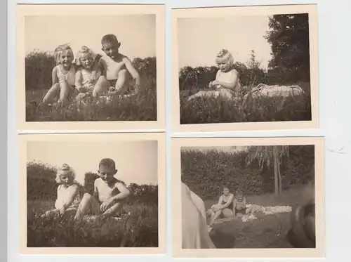 (F7483) 4x Orig. Foto Kinder sonnen sich auf der Wiese, 1930er