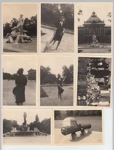 (F7367) 12x Orig. Foto München, diverse Ansichten, Frau besucht Sehenswürdigkei