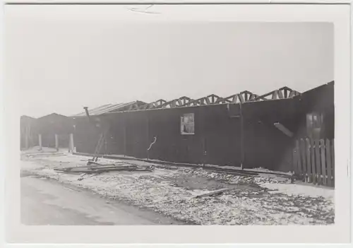 (F7310) Orig. Foto Baustelle der Firma Thosti, Baracken ohne Dach, Winter 1940