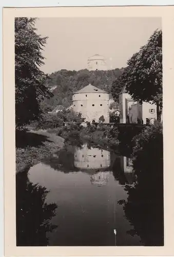 (F7011) Orig. Foto Kelheim, Römerturm u. Blick auf Befreiungshalle 1938