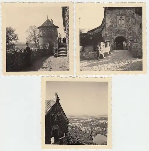 (F674) 3x Orig. Foto Burg, Blick von Burg, u.a. Eisenach, Wartburg, 1940er - 50e