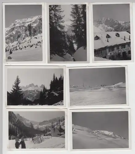 (F6735) 7x Orig. Foto Dolomiten, Dolomiti, u.a. Albergo Rifugio Valentini, Sella