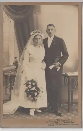 (F64) Original Foto um 1900 Hochzeitspaar (Kabinettfoto)