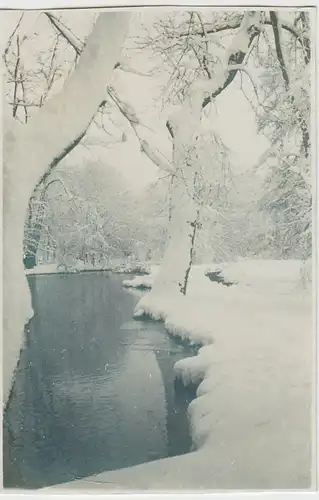 (F6370) Orig. Foto Winterlandschaft mit Fluss, Bayern 1930