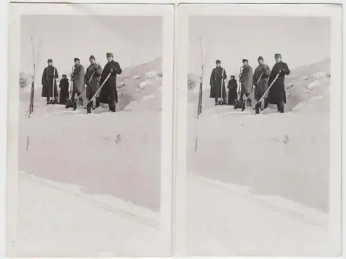 (F631) 3x Orig. Foto Männer schippen Schnee, beachtliche Schneehöhe