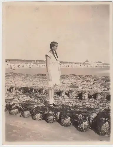 (F6280) Orig. Foto Mädchen, Gretchen am Strand von Barnum 1926