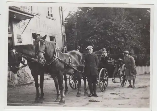 (F6230) Orig. Foto Catterfeld, Pferdekutsche vor Gasthaus Schillershöhe, 1929