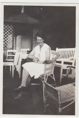 (F6206) Orig. Foto Dame im Korbstuhl, Finsterbergen, 1929